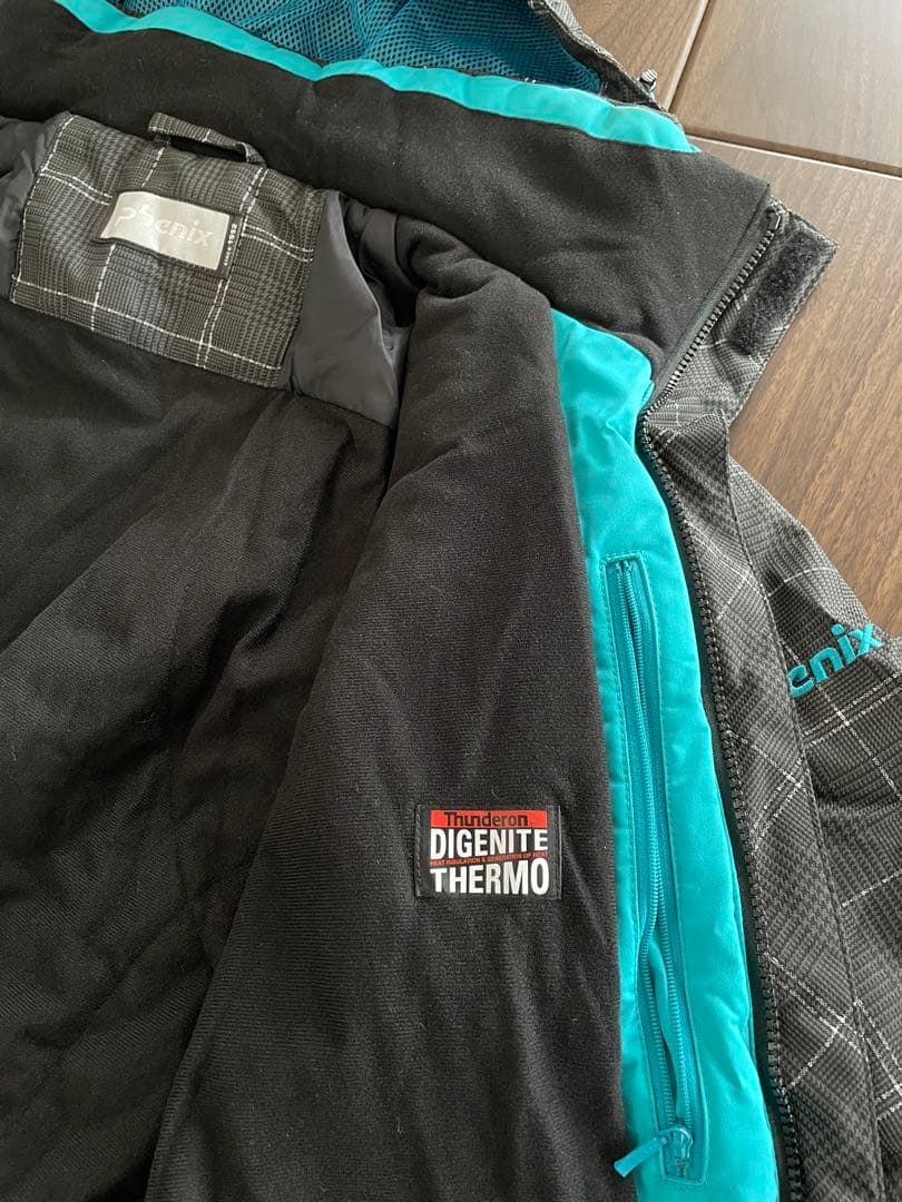 美品 フェニックス スキーウェア上下セット メンズM 黒チェック✖️水色