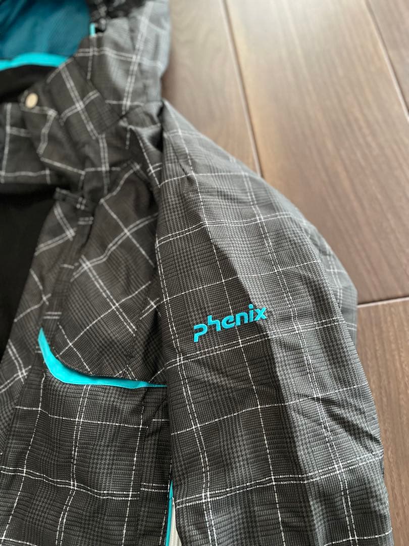 美品 フェニックス スキーウェア上下セット メンズM 黒チェック✖️水色
