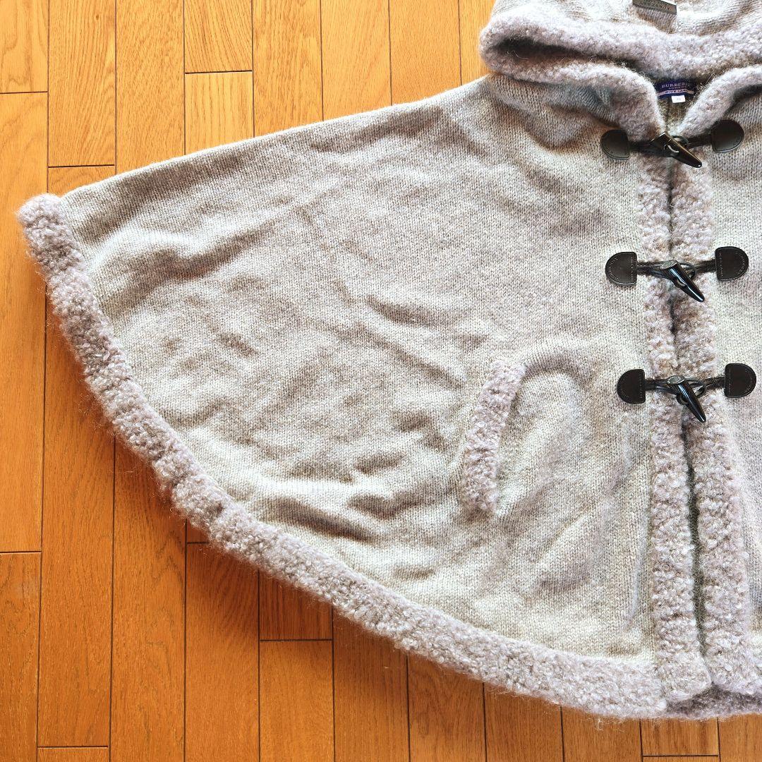 バーバリーブルーレーベル ポンチョコート ケープ マント ボア ファー フード