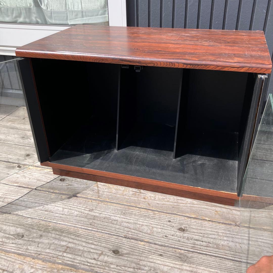 昭和レトロ ミッドセンチュリー 古家具 ガラス扉木製レコードラック キャビネット