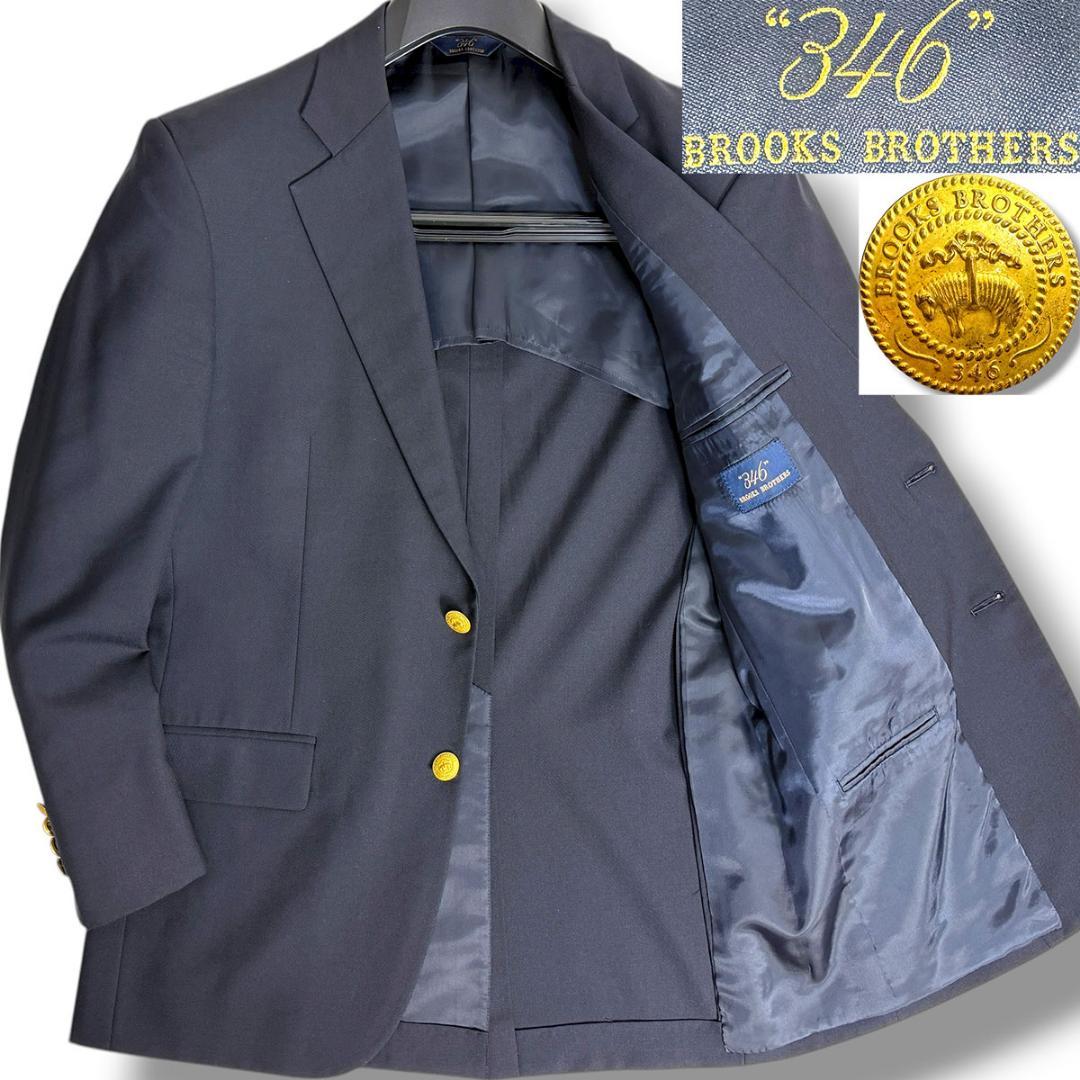 J7382 美品 ブルックスブラザーズ 金ボタン 紺ブレザー 紺ブレ 37SHT