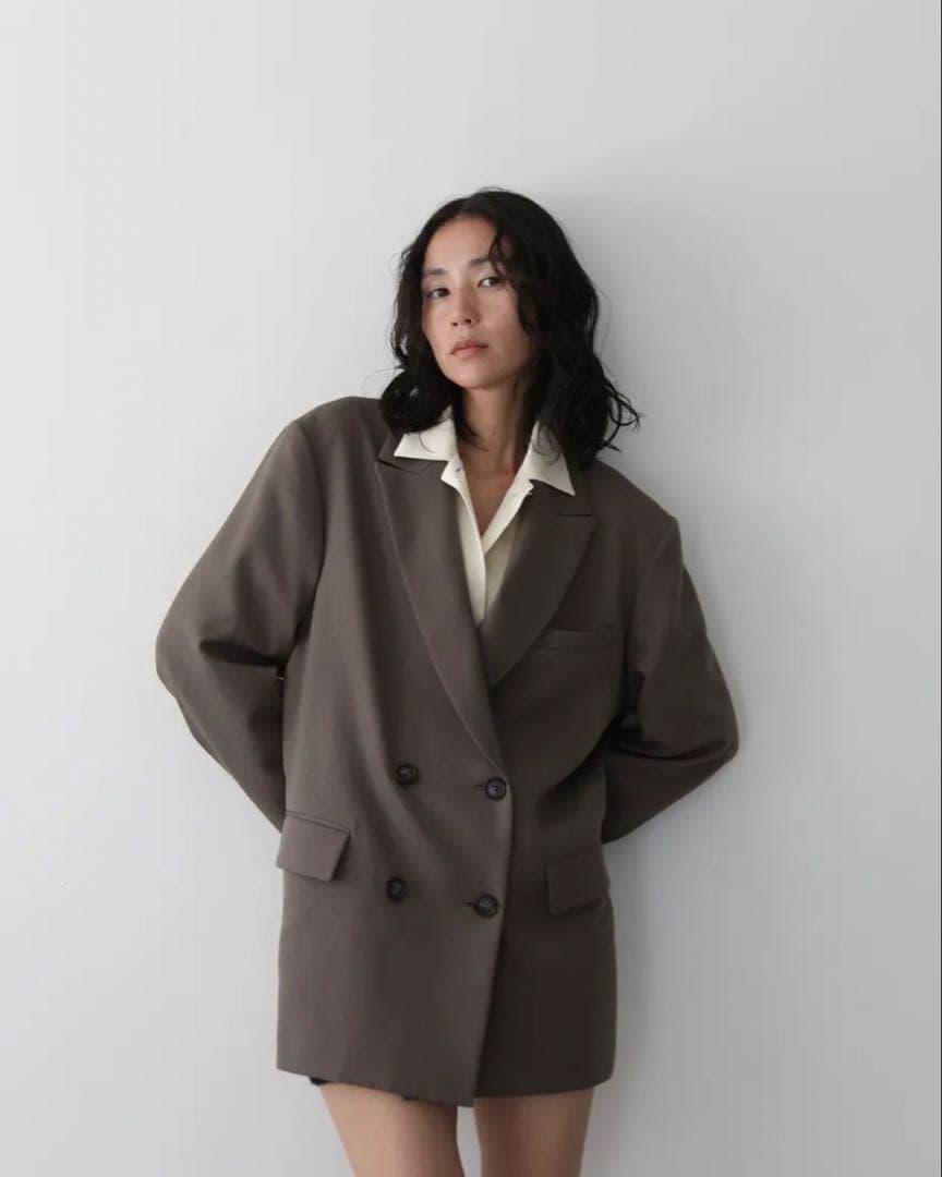 ジャケット・アウター aere over double jacket khaki brown 38