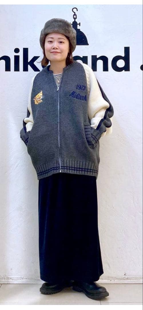 スカジャン風ニットブルゾン　ニコアンド