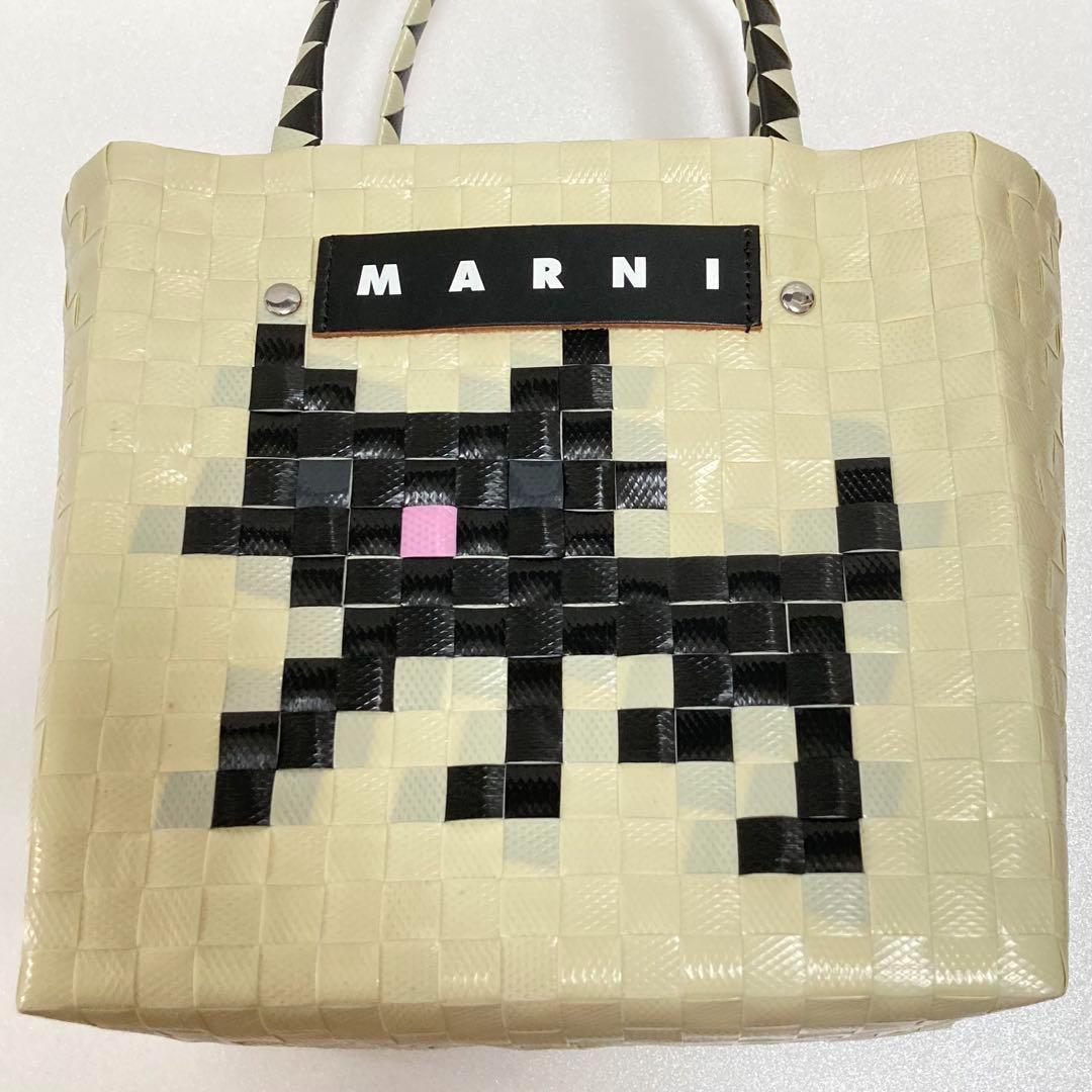 美品 MARNI マルニ FLOWER CAFE キャット バスケット トート