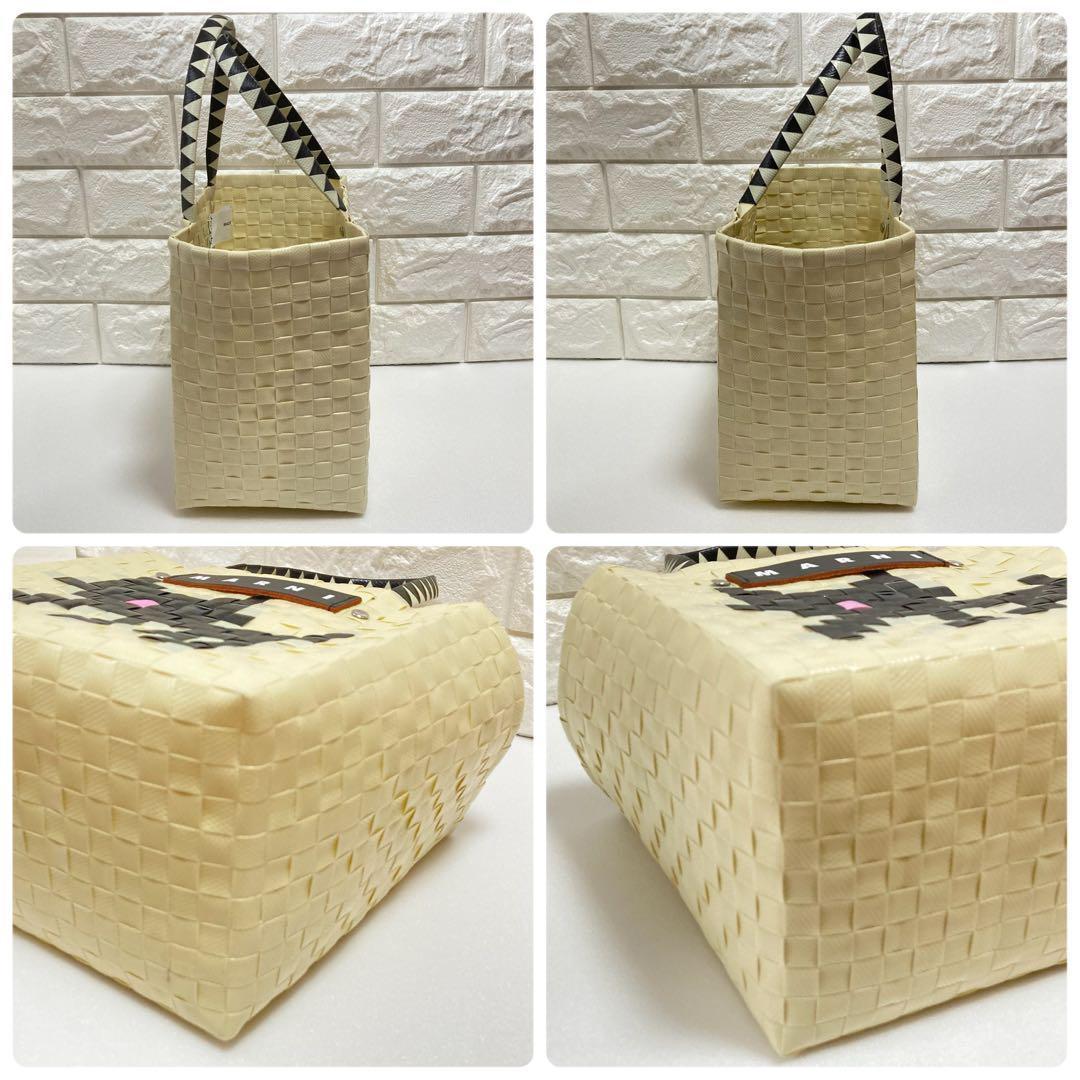 美品 MARNI マルニ FLOWER CAFE キャット バスケット トート