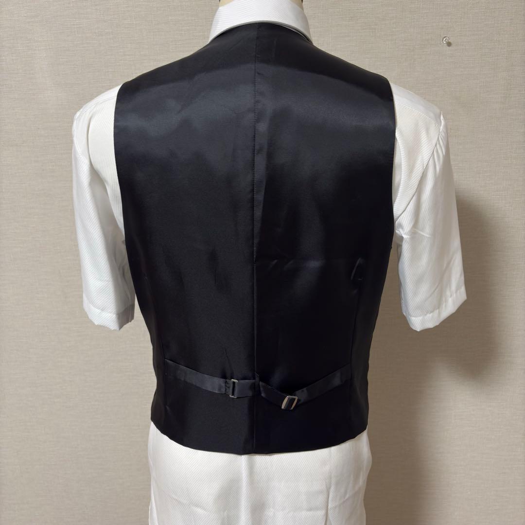 美品 パーソンズフォーメン 3ピース スーツ ブラック ストライプ AB4 光沢