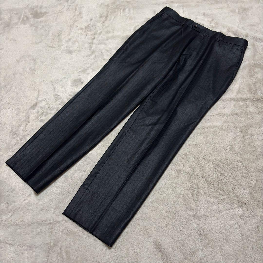 美品 パーソンズフォーメン 3ピース スーツ ブラック ストライプ AB4 光沢