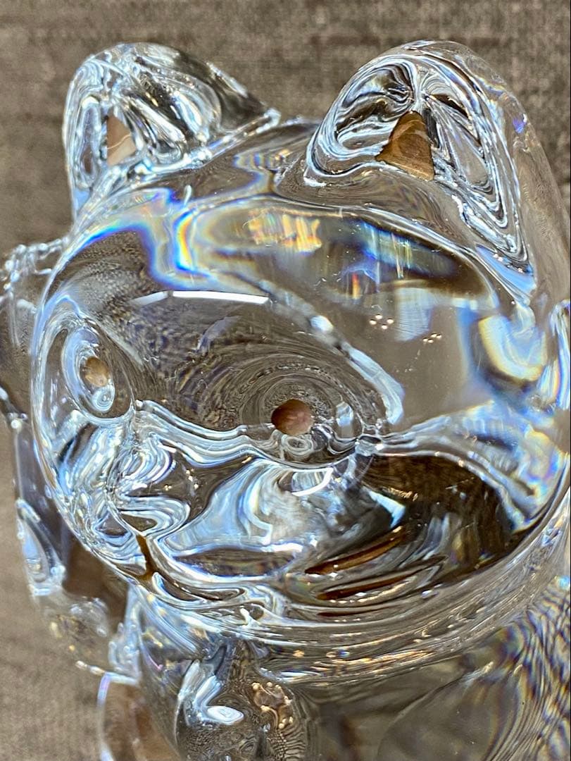 Baccarat バカラ クリスタル 招き猫 箱なし イニシャル入り 10cm