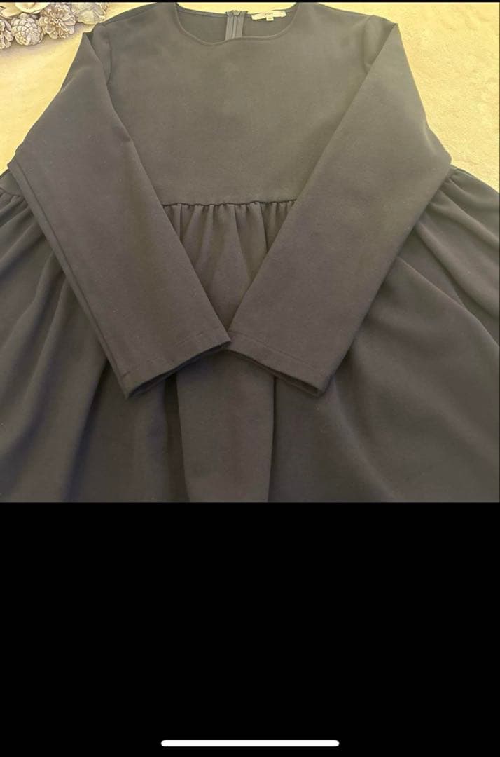 yori ヨリ ネイビー ソフト裏起毛フリルブラウス 2022AW