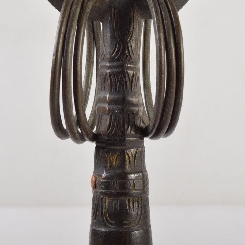 仏教美術　銅製　仏具　遊環　錫杖　箱付　C　8715