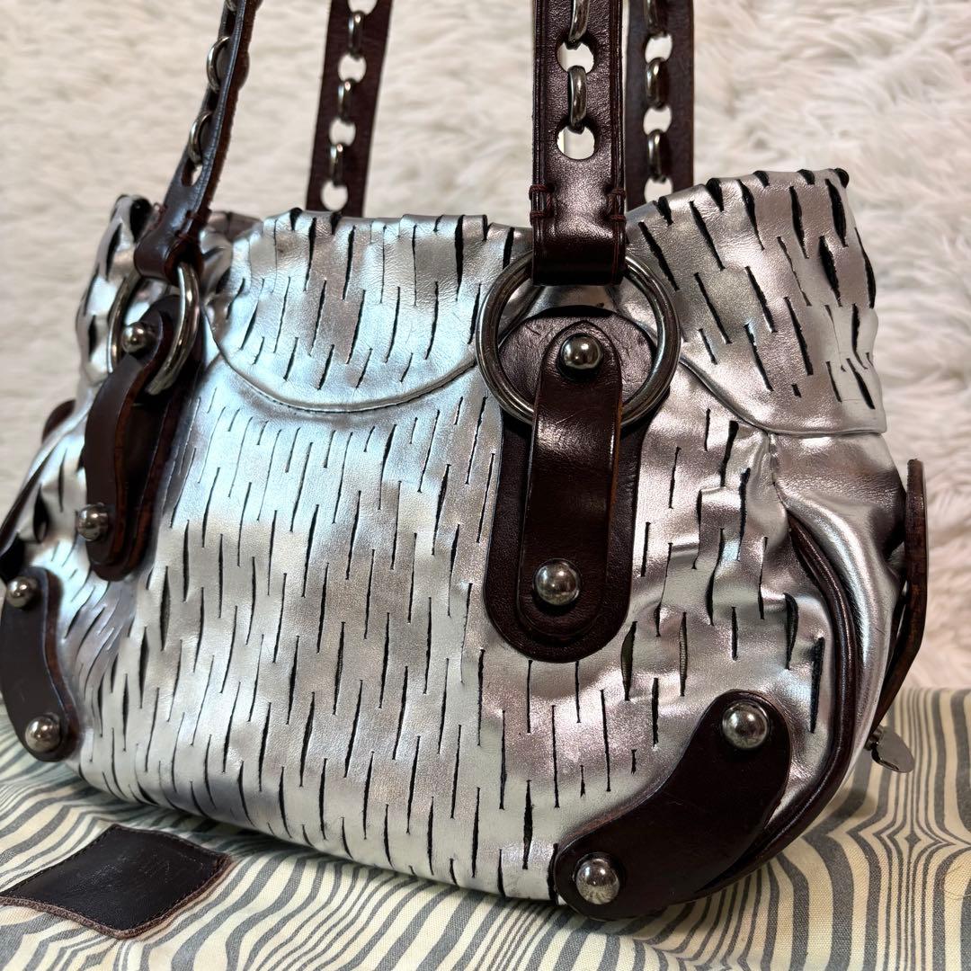 レア保存袋付✨ジャマンピュエッシュ パーティーバッグ メタリック 肩掛け レザー