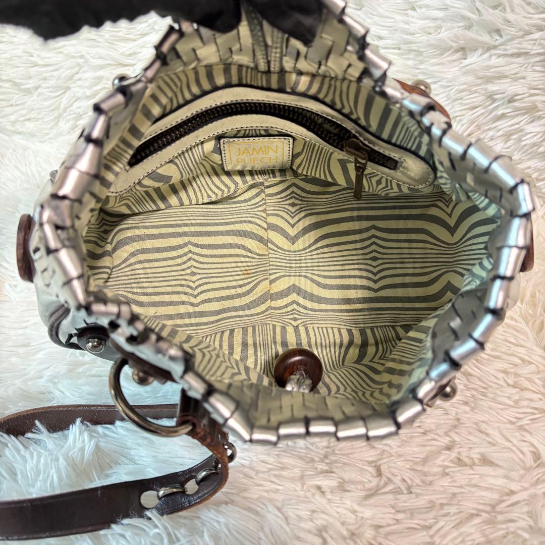 レア保存袋付✨ジャマンピュエッシュ パーティーバッグ メタリック 肩掛け レザー