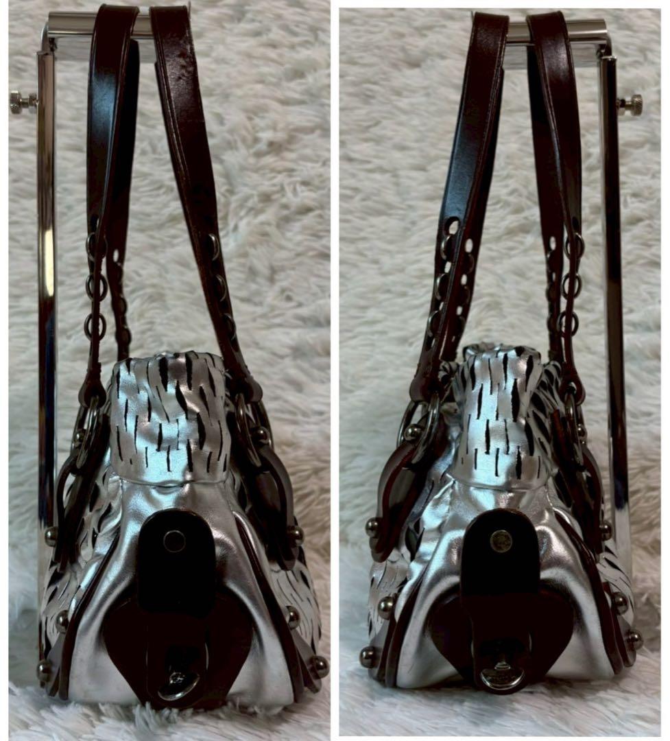 レア保存袋付✨ジャマンピュエッシュ パーティーバッグ メタリック 肩掛け レザー