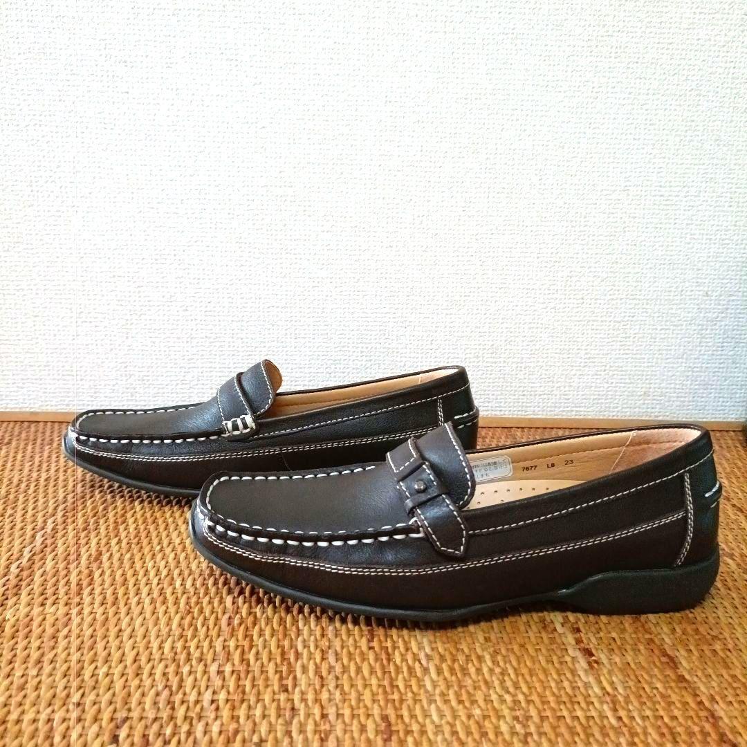 【未使用】REGAL 本革シューズ　ローファーシボ革　ダークブラウン　23cm