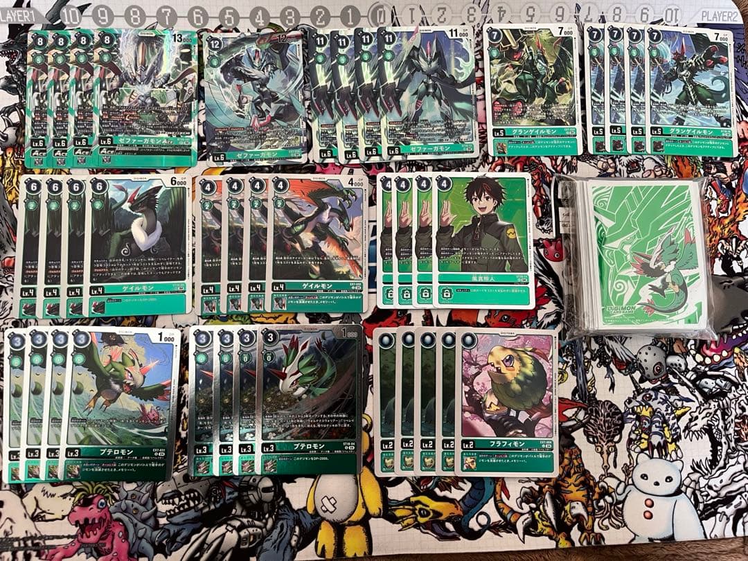 デジモンカード　ゼファーガモンデッキ　公式スリーブ付