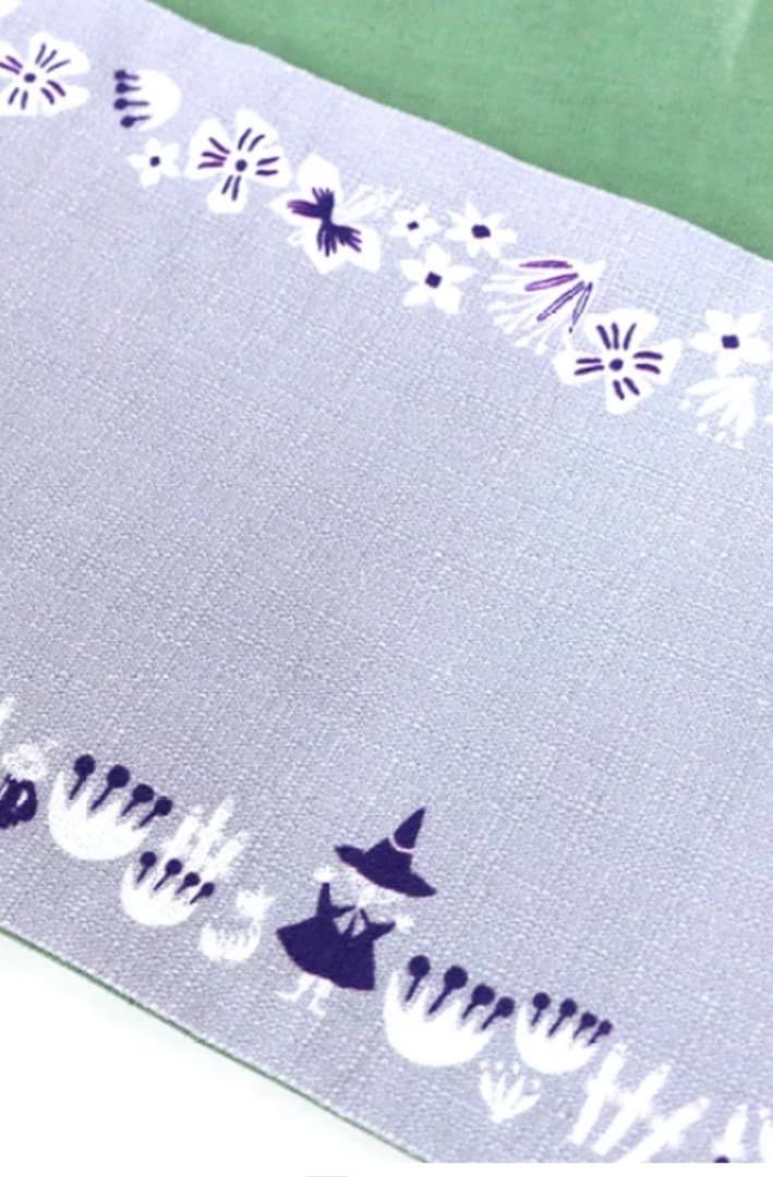 ムーミン 半幅帯　グリーン 花柄