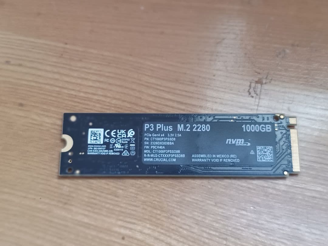 内蔵型SSD crucial P3 Plus M.2 2280 1000GB