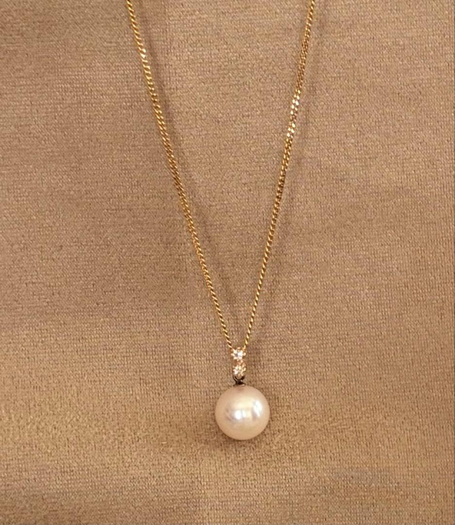 琴*様 未使用　18金バチカン　アコヤパール8mm ダイヤモンド0.02 k18