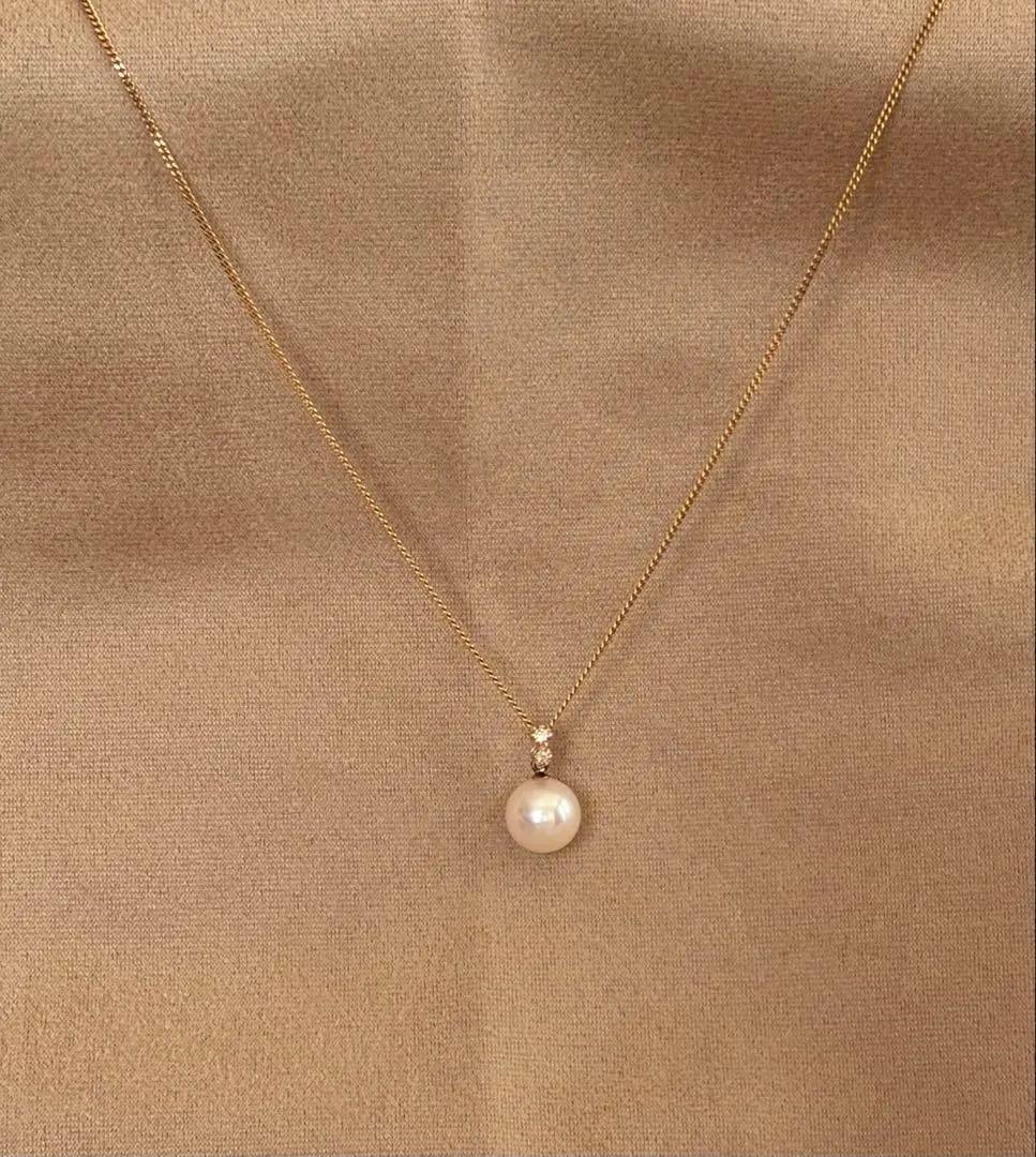 琴*様 未使用　18金バチカン　アコヤパール8mm ダイヤモンド0.02 k18