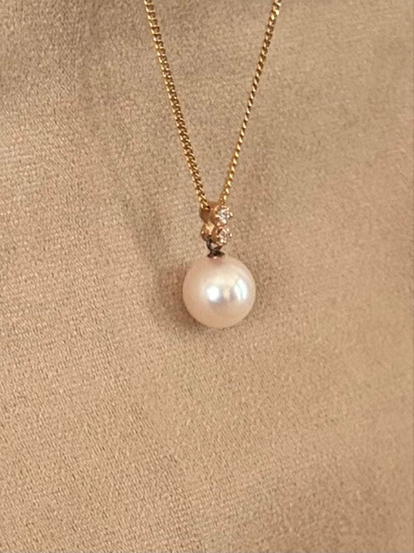 琴*様 未使用　18金バチカン　アコヤパール8mm ダイヤモンド0.02 k18