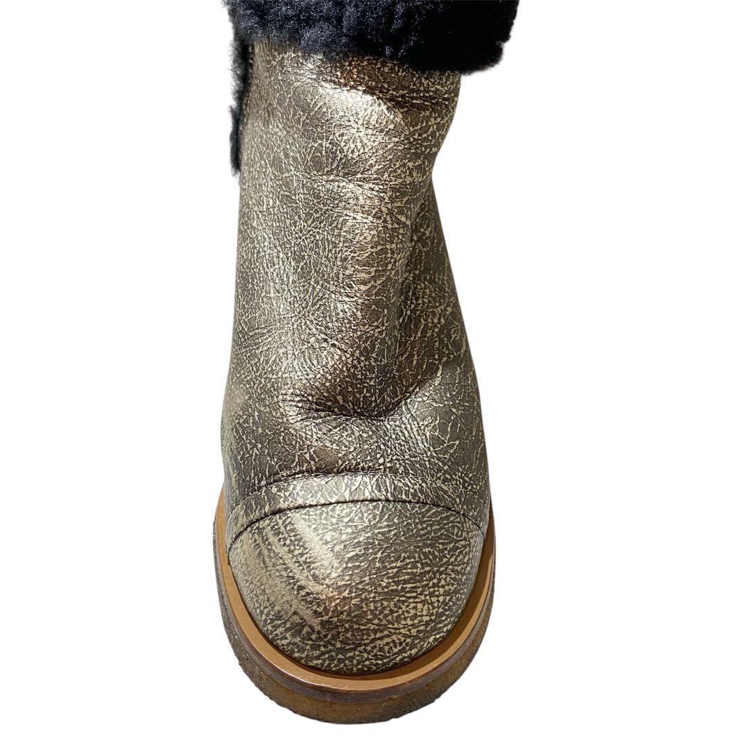 CHANEL 厚底ショートファーブーツ　カラー　ブロンズ