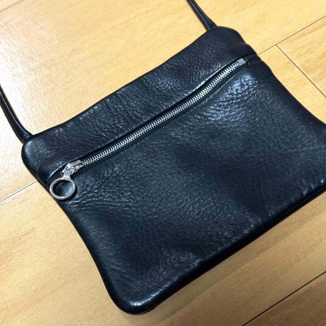 Aeta ディアレザー フラットポーチ ショルダー TypeA ブラック