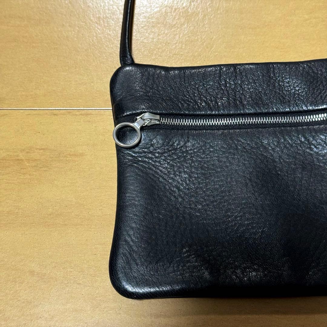 Aeta ディアレザー フラットポーチ ショルダー TypeA ブラック