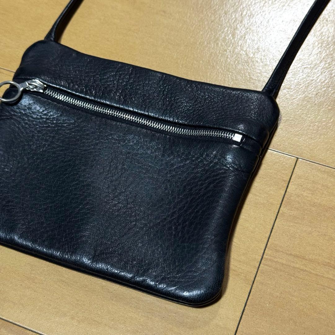 Aeta ディアレザー フラットポーチ ショルダー TypeA ブラック