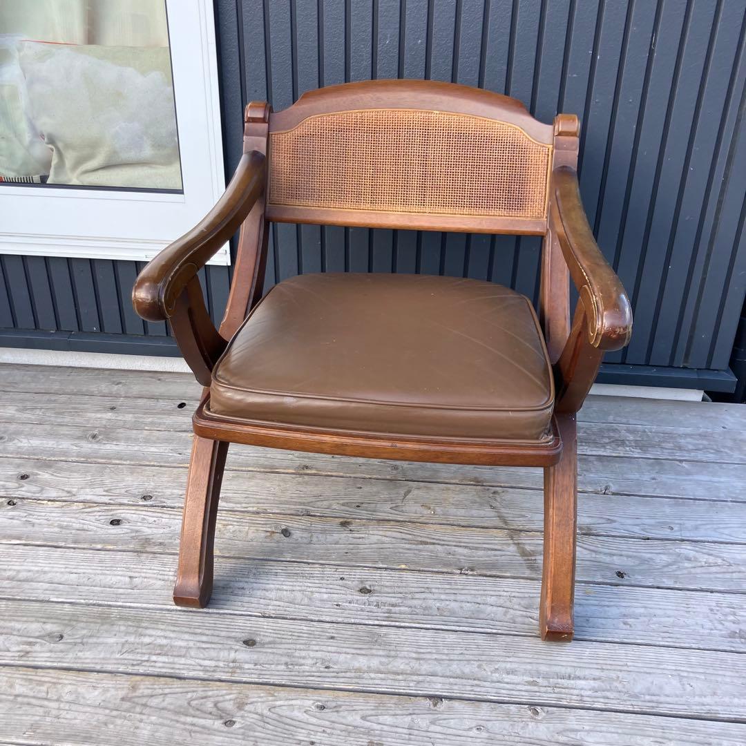 マルニ木工 木製アームチェア ラタンチェア 一人掛けソファー ダイニングチェア