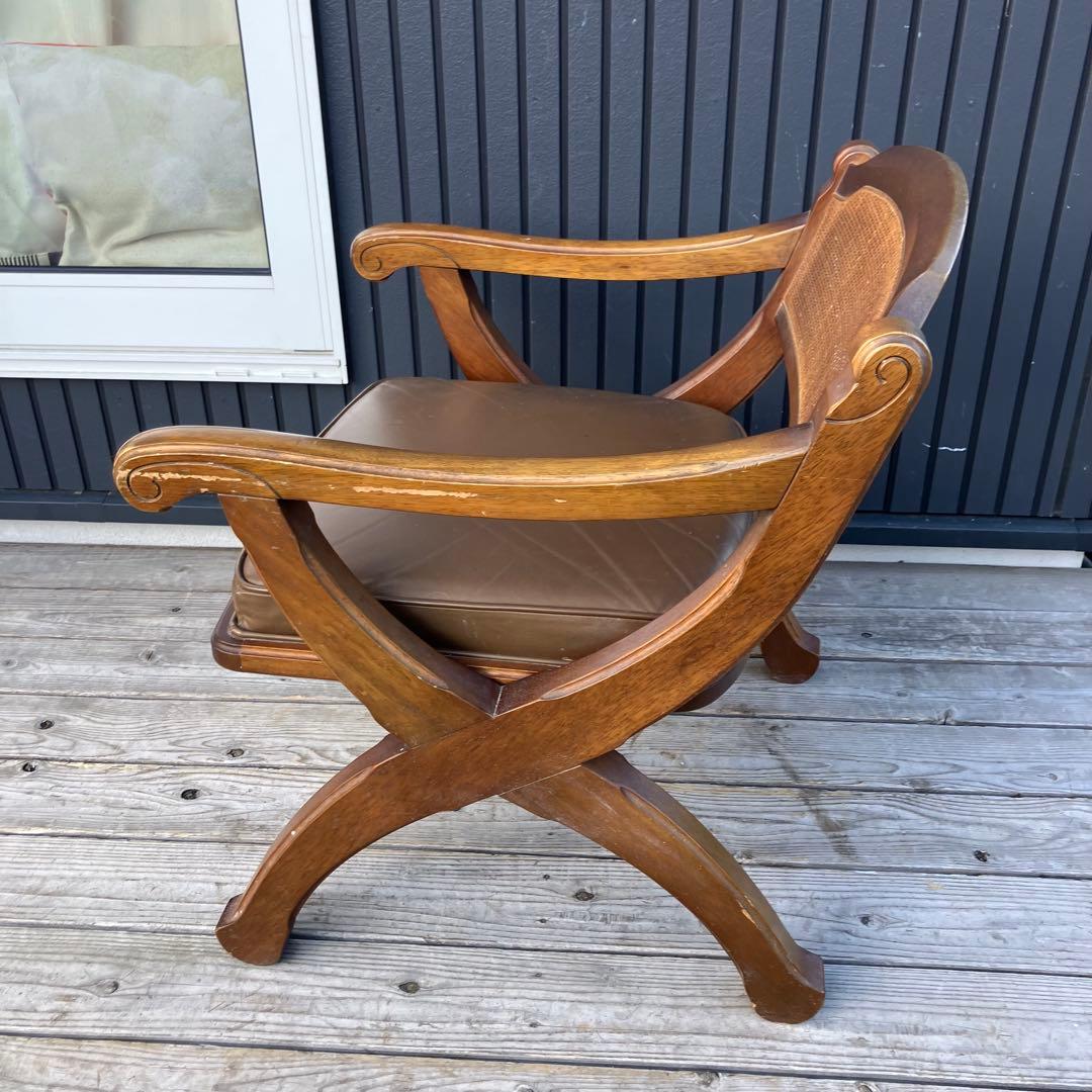 マルニ木工 木製アームチェア ラタンチェア 一人掛けソファー ダイニングチェア