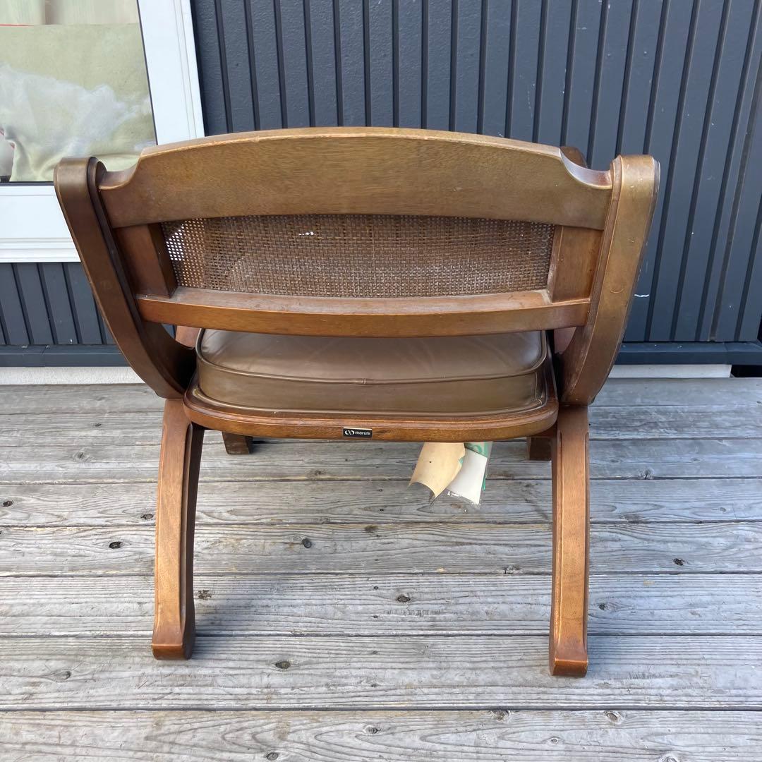 マルニ木工 木製アームチェア ラタンチェア 一人掛けソファー ダイニングチェア