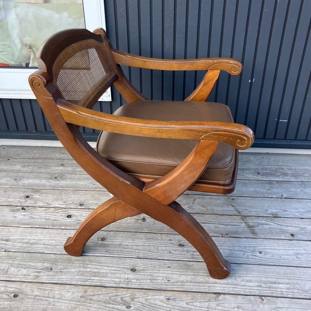 マルニ木工 木製アームチェア ラタンチェア 一人掛けソファー ダイニングチェア