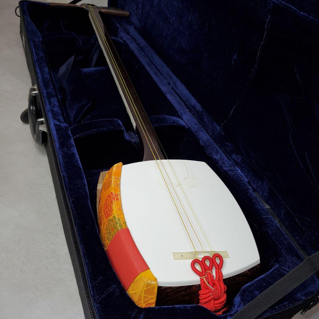 中棹三味線 プラスチック製 １本溝 地唄　和楽器　ソフトケース付