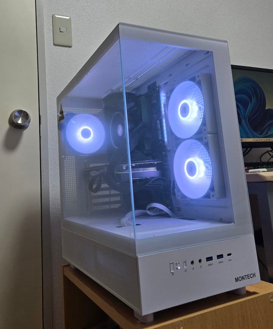 自作 ピラーレス ホワイト ゲーミングpc モンハンワイルズ Wi-Fi