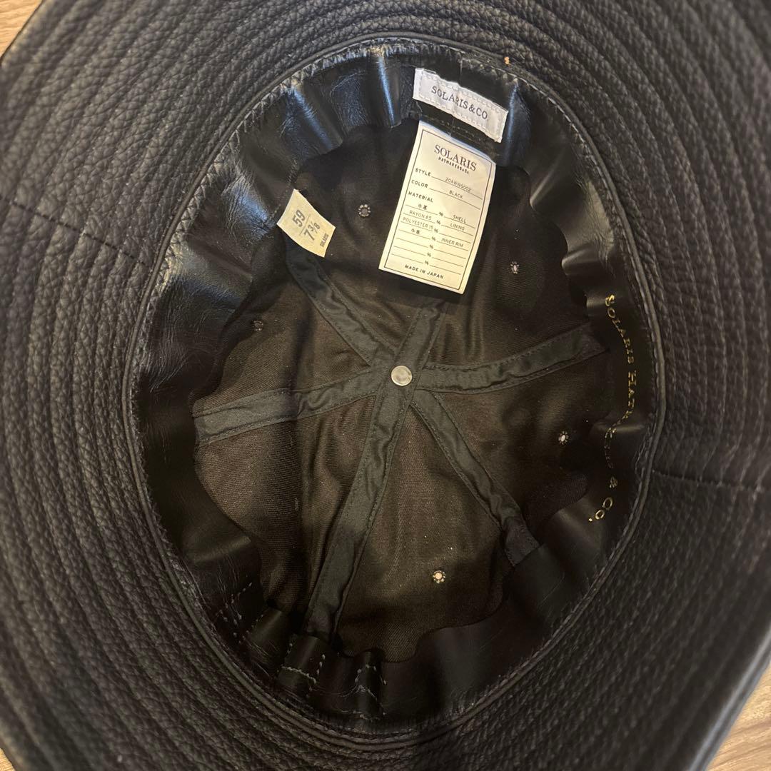 SOLARIS ブラック レザーバケットハット wagamama別注