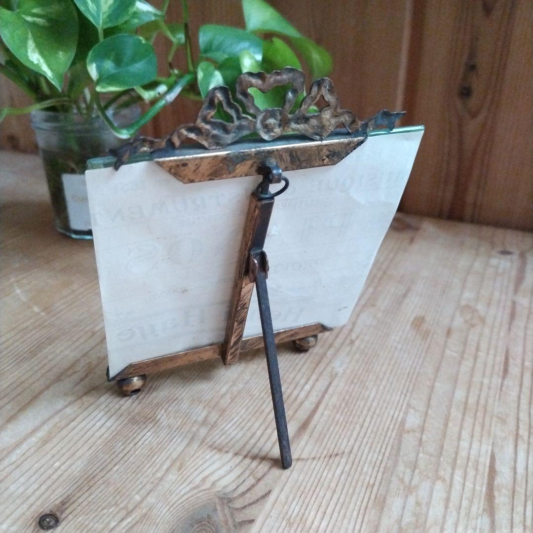 フランスアンティーク　リボン装飾のフォトフレーム