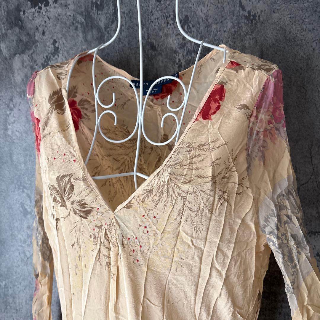 ⭐︎190 RALPH LAUREN ラルフローレン シルク ドレス 総柄 花