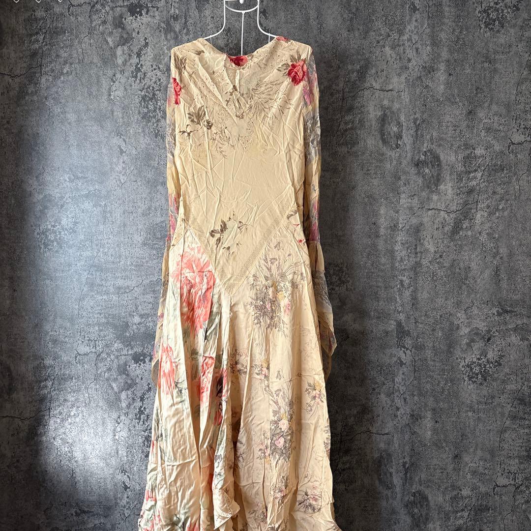 ⭐︎190 RALPH LAUREN ラルフローレン シルク ドレス 総柄 花