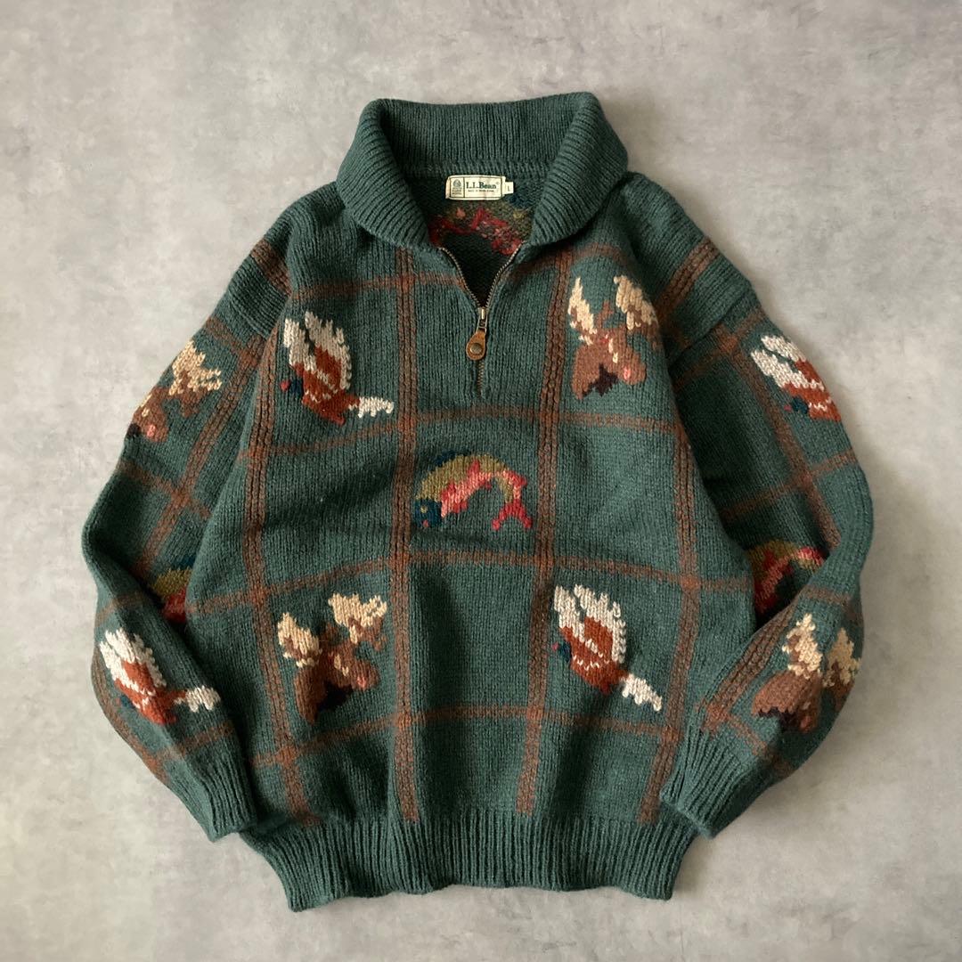 トップス 1980s L.L.Bean HALF ZIP WOOL KNIT
