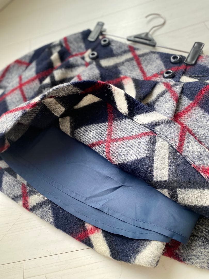 バーバリーブルーレーベル チェック台形スカート 38