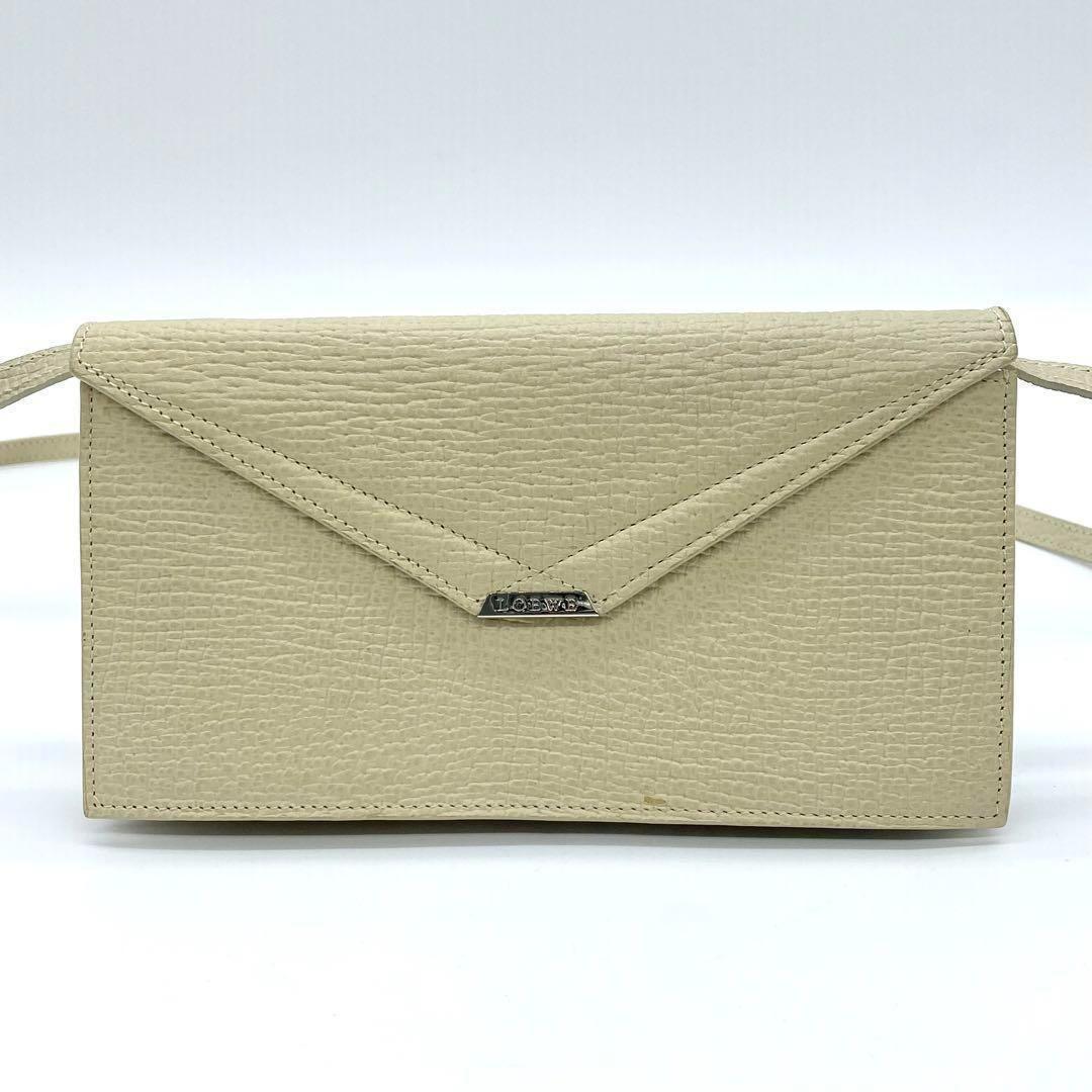 LOEWE ロエベ 長財布 ショルダーウォレット レザー 本革 アイボリー