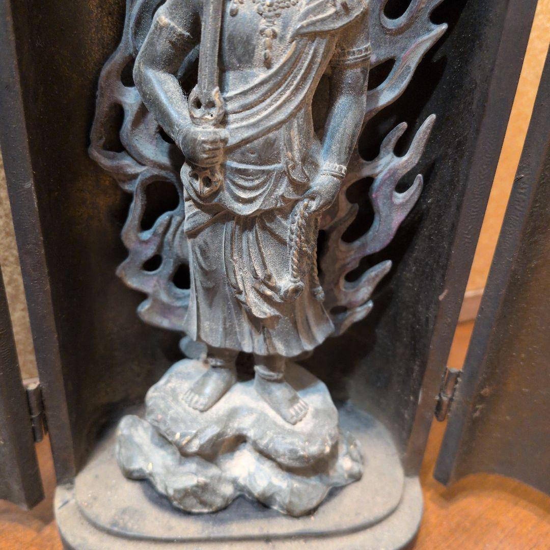 不動明王　銅製21センチ厨子付