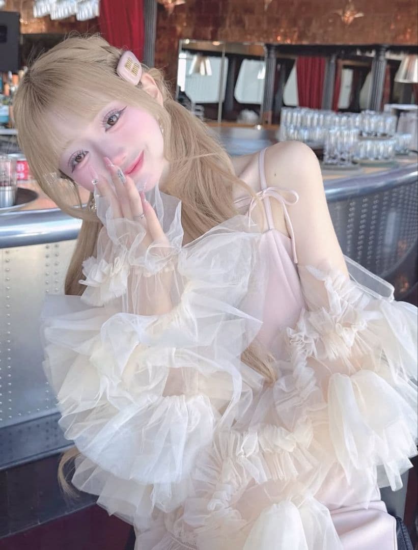 Darich ダーリッチ ボリュームスリーブチュールロングドレス