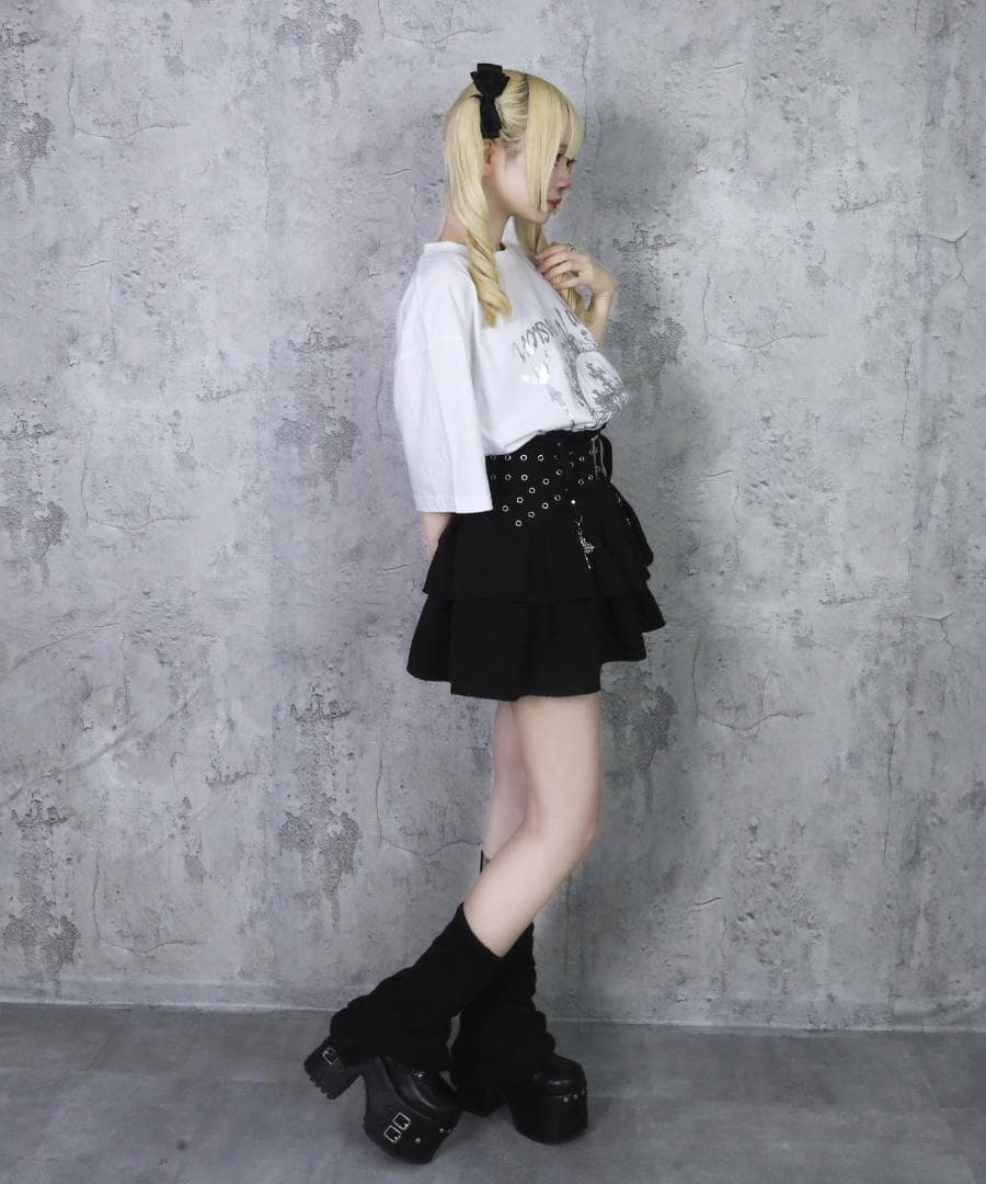 アミリージュ　ハトメベルト付きフレアスカート　クロスチャーム　ゴスロリ　パンク