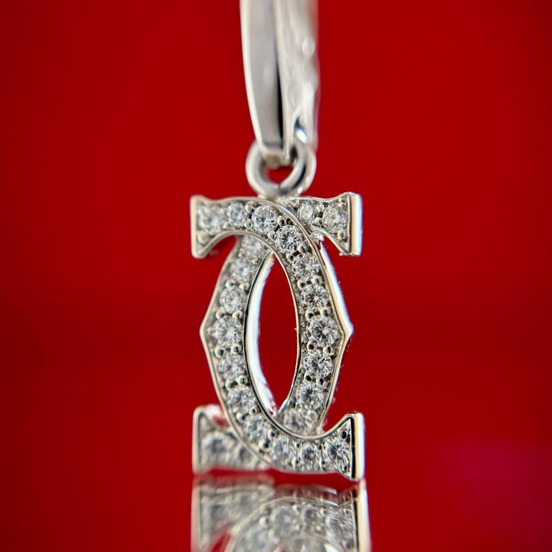 カルティエ 2C ダイヤ チャーム 750 K18WG ペンダントトップ