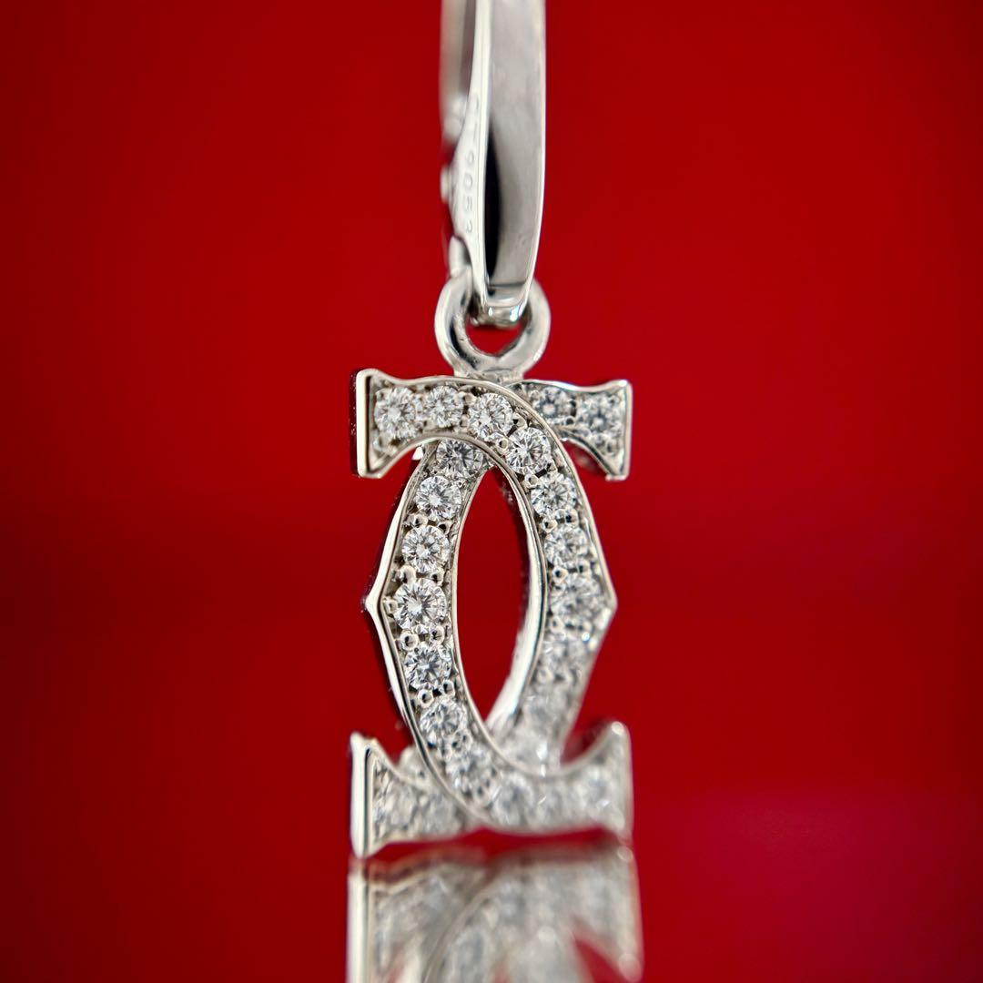 カルティエ 2C ダイヤ チャーム 750 K18WG ペンダントトップ