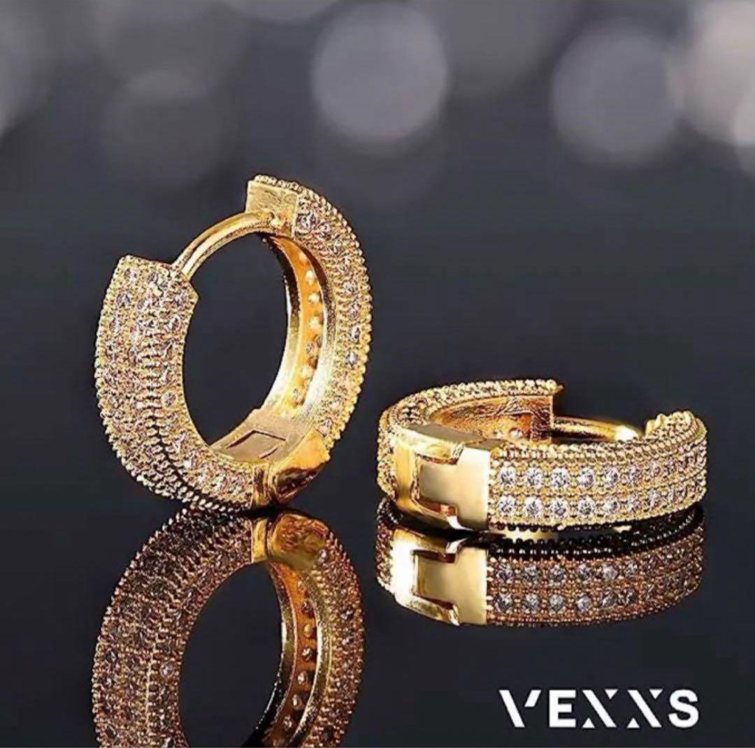 e135フープピアス メンズ 18G 両耳 直径15.5ｍｍ CZダイヤ K14