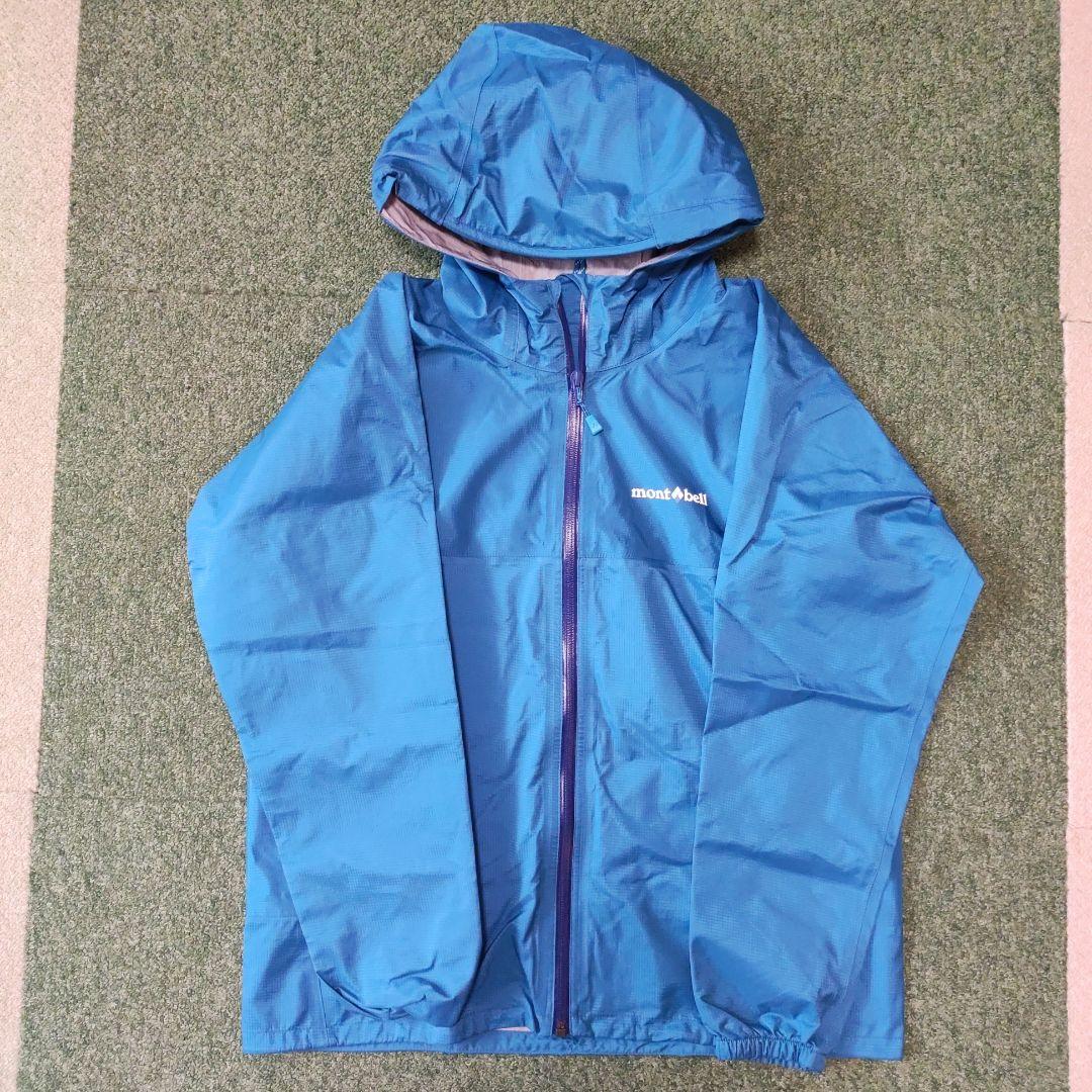 【美品】mont-bell モンベル レインウェア 160 ブルー 上下セット