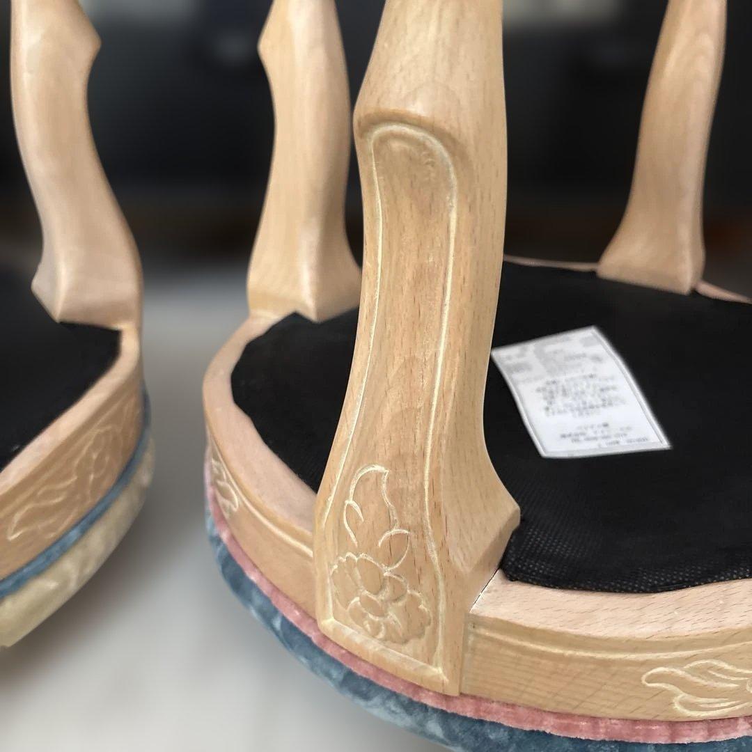 フットスツール　色褪せなし　美品　ベルベット　2脚セット　アフタヌーンティー
