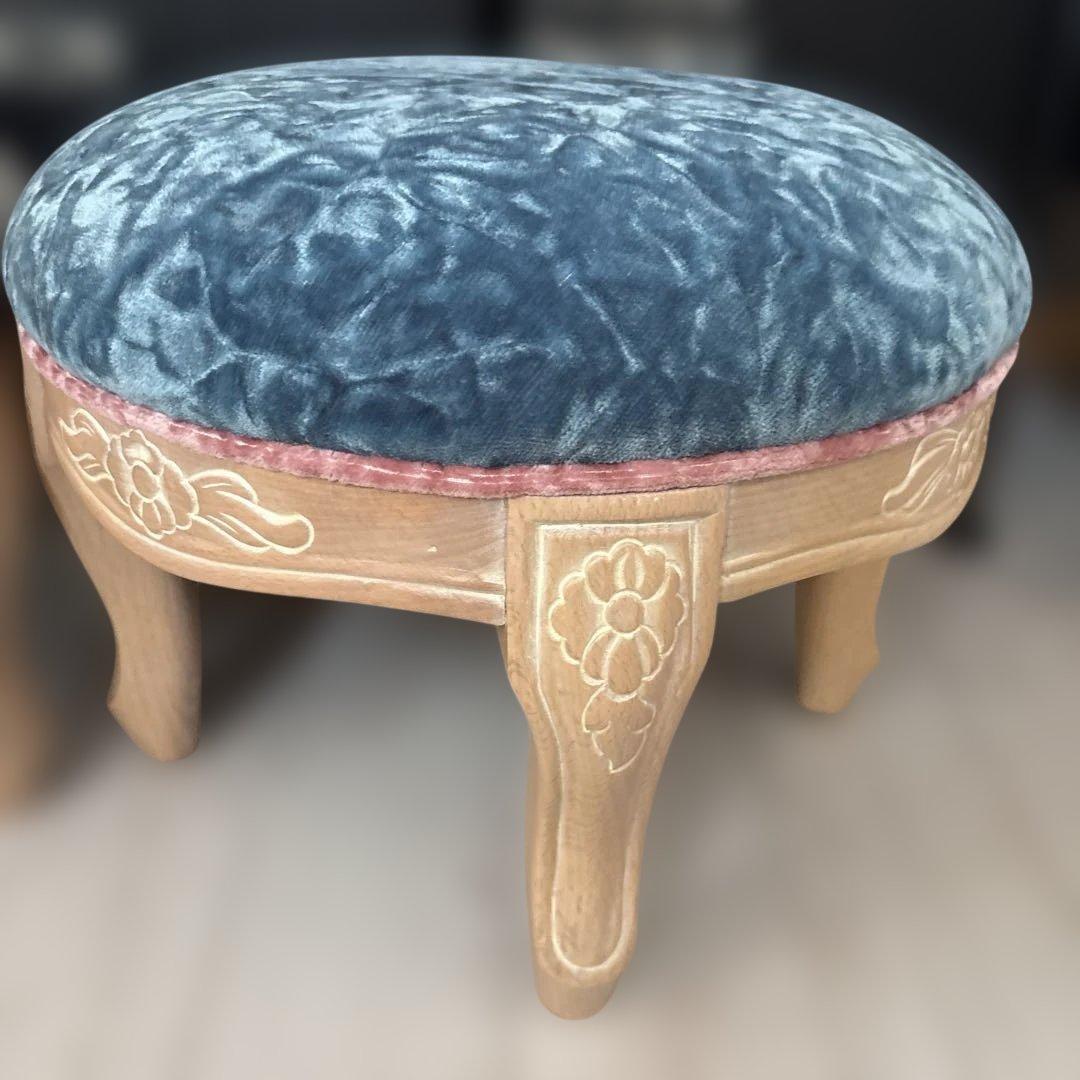 フットスツール　色褪せなし　美品　ベルベット　2脚セット　アフタヌーンティー